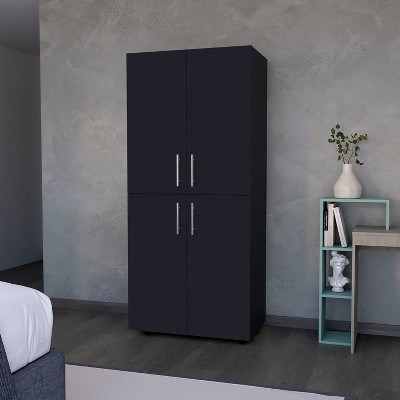 Hazel Armoire in melamine with 2 doors , 4 shelves and 2 clothes hanging bar