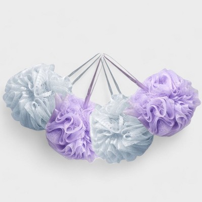 Spa Essentials 4 Pack Bath Loofahs - Shower Poufs