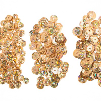 John Bead 700pcs 6/8/10mm Gold Flat Round Plastic Assorted Loose Sequins Hologram with Hole for DIY Crafts Making Sewing Embroidery Clothes Decoration