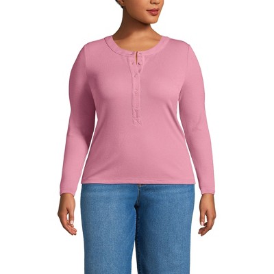 Lands' End Women's Drapey Rib Skimming Long Sleeve Henley