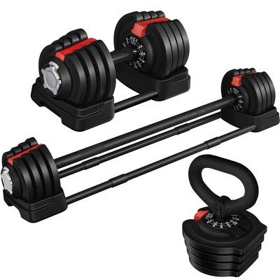 Yaheetech 2-in-1 Quick-Adjust Dumbbell Weight Set with 16 Adjustable Weights For Home Gym Full Body Strength Training