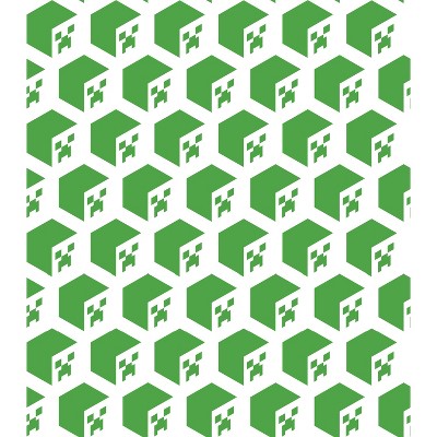 Minecraft Creeper Face Peel and Stick Kids' Wallpaper Green - RoomMates: Self-Adhesive, Removable, Classic Brick Pattern