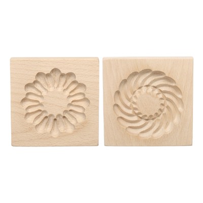 Unique Bargains Wooden 3D Carved Smooth Vintage Baking Cookie Biscuit Mould 2 Pcs