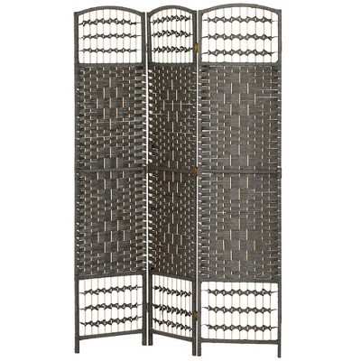 HOMCOM Room Divider, Folding Privacy Screen, 5.6' Room Separator, Wave Fiber Freestanding Partition Wall Divider