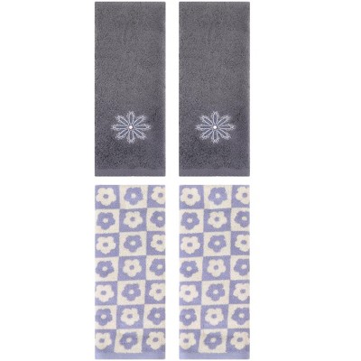 REGALWOVEN 4 Pcs Cotton Soft Absorbent Decorative Bathroom Hand Towel