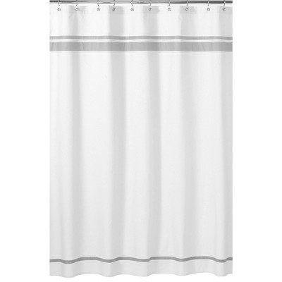 Sweet Jojo Designs Shower Curtain 72in.x72in. Hotel White and Gray