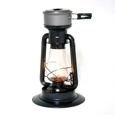 Lehman's Rayo Heater Cooker Emergency Lantern, Non-Electric Fuel Lamp with Cooking Pot for Camping or Emergencies, 10-12 Hour Burn, Black, 15"