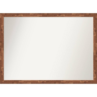 41" x 30" Non-Beveled Fresco Light Pecan Wood Wall Mirror - Amanti Art: Modern Rectangle, Includes Mounting Hardware