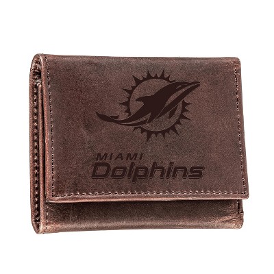 Evergreen Miami Dolphins Tri-Fold Wallet, Brown