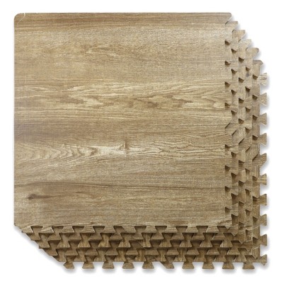 Home Aesthetics 100 SqFt 3/8" EVA Foam Mat Natural Brown Wood Grain Interlocking Mat 2'X2' 25pcs