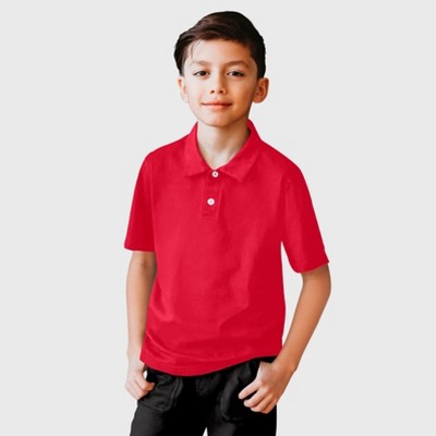 City Threads Boys Soft Cotton Jersey 2-Button Short Sleeve Polo Shirt - USA-Made