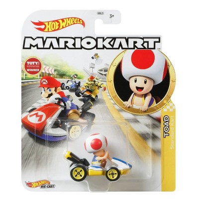 Hot Wheels Mario Kart 1:64 Scale Toad, Standard Kart Collectible Vehicle