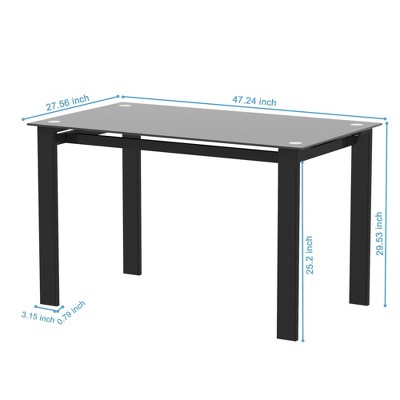 Okak Modern Rectangular Dining Table Kitchen Table with Tempered Glass Dining Table for Dining Room