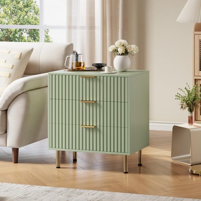 Fluted 3 Drawer Dresser for Bedroom, Modern Chest with Deep Drawers and Wide Top, Wooden Dresser Organizer for Living Room, Hallway, Entryway