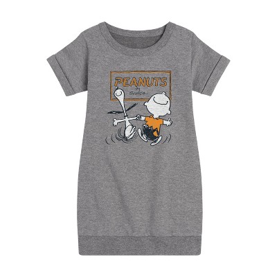 Girls' - Peanuts - Snoopy Graphic Short Sleeve Fleece Dress