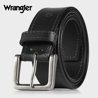 Wrangler Men's Casual Everyday Classic Buffalo Leather Belt for Mens Jeans Pants, Gift for Men