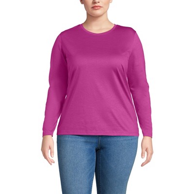 Lands' End Women's Relaxed Supima Cotton Long Sleeve Crew Neck T-Shirt