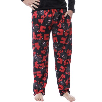 Godzilla Men's Character And Japanese Script Allover Pattern Pajama Pants