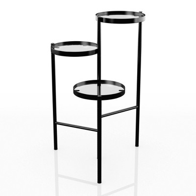 Zela 3 Tier Indoor Plant Stand Black - HOMES: Inside + Out: Metallic Finish, Steel Material, Modern Style