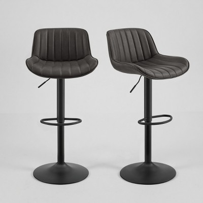 Art Leon Set of 2 Faux Leather Swivel and Height Adjustable Barstool