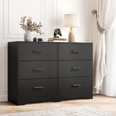 Elegant Modern Retro 6-Drawer Chest with Metal Handles - Stylish Storage for Bedroom and Living Room