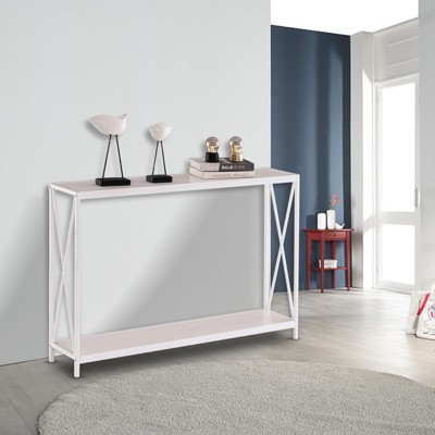 KTMBDW Console Table, 2-Tier Entryway Table，43.3”L Narrow Sofa Table with Shelves, Entrance Table for Hallway, Entryway, Living Room