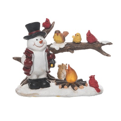 Transpac 9 in Multicolor Christmas Snowman with Birds Polyresin Decorative Object for Holiday Decor