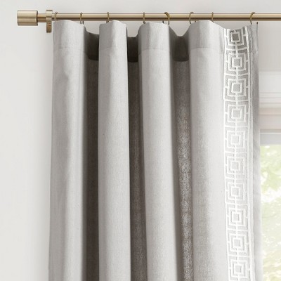 Lush Décor Luxury Modern Square Embroidery Border Window Panel Light Gray Single 52x84