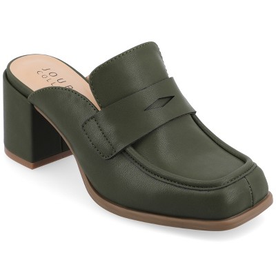 Journee Collection Women's Bayley Slip On Block Heel Mule Pumps