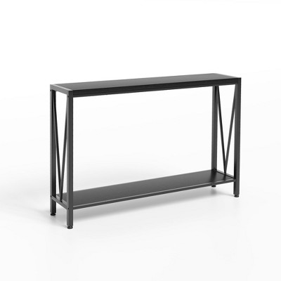 GustoWave 43''  Narrow Console Table, 2-Tier Industrial Entryway Table with Storage, Durable Sofa Table for Living Room, Hallway