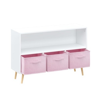 Yinvani Kids bookcase with Collapsible Fabric Drawers, Children's Book Display, Toy Storage Cabinet Organizer