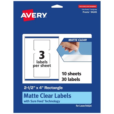 Avery Matte Clear Labels,  2-1/2" x 4" Rectangle
