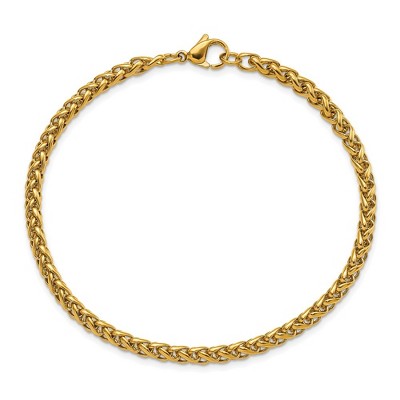 Chisel Stainless Steel Polished Yellow IP-plated 4mm 8.5" Spiga Chain Bracelet