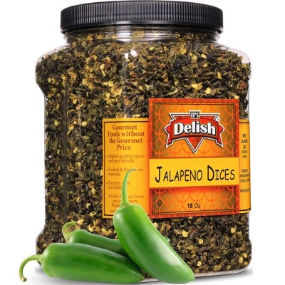 Dried Jalapeno Dices by It's Delish, 18 Oz Jumbo Container