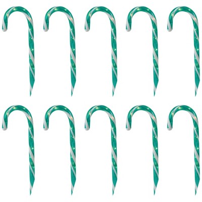 Northlight Lighted Outdoor Candy Cane Christmas Pathway Markers - 12" - Green - Set of 10