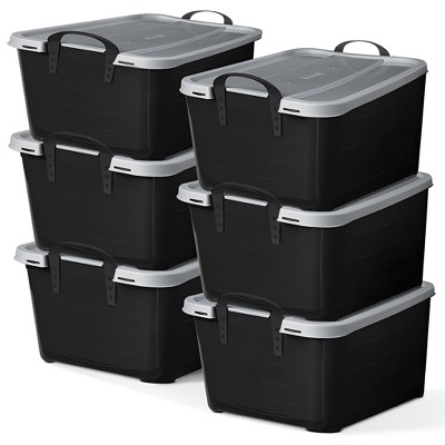 Life Story Multi-Purpose 55 Quart Stackable Storage Container with Secure Snapping Lids for Home Organization