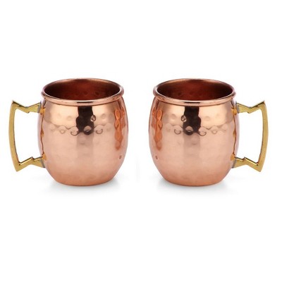 Modern Home Shot Glass Size 2oz Moscow Mule Mug Authentic 100% Solid Copper Hammered - Set of 2