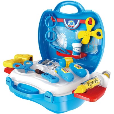 JuzToys 18pcs Doctor Playkit for Kids – Pretend Play Doctor Kit for Kids, Toy Medical Kit with Case Playset – Blue