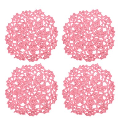Unique Bargains Cotton Woven Vintage Lace Floral Pattern Heat Insulating Coasters 4" 4 Pcs
