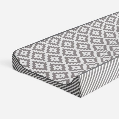 Bacati - Love Gray/White Warp Stripes Changing Pad Cover