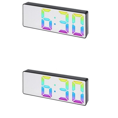 REGALWOVEN 2 Pcs Plastic Digital Corded Adjustable Electric Alarm Clock 6.3 x 2.4 x 1 inch