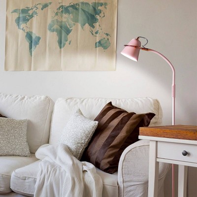 Brightech Zoey Modern Dimmable (Includes LED Light Bulb) Gooseneck Arc Floor Lamp Pastel Pink