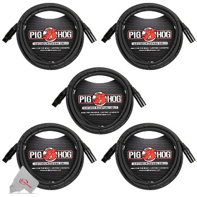 PigHog 8mm XLR Microphone Cable Male to Female 10 Ft Fully Balanced Premium Mic Cable - 5 Units
