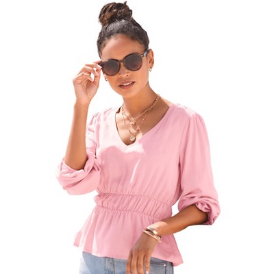 Women's Long Sleeve Peplum Blouse Shirt - LASCANA