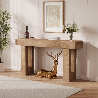 Farmhouse Long Console Table 63" - Rustic Entryway Table for Hallway, Sofa Table Behind Couch, Narrow Foyer Table with Storage Space
