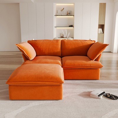 WJShome Sectional Couches for living room,L Shaped Cloud Modular Sectional Sofa with Storage Ottoman,Velvet Deep Couch,Cushion Covers Removable
