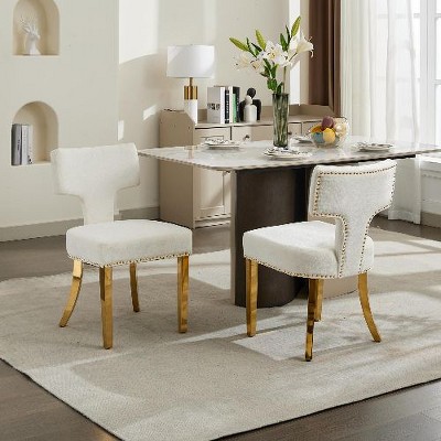 Kumasinova Mid Century Modern Counter Height Bar Stools Set of 2, Farmhouse Upholstered Counter Stools with Copper Nails,Armless Counter Height Stools