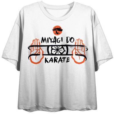 Cobra Kai Miyagi Do Karate Women's White Cropped Tee