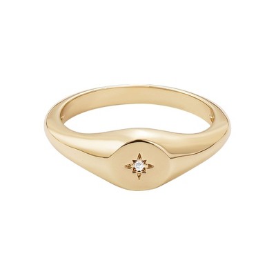 Adornia 14k Gold Plated Starbust Signet Pinky Ring