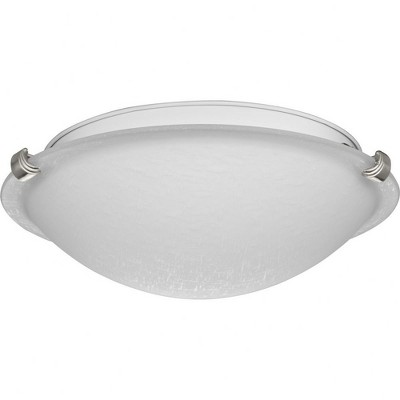 Progress Lighting Linen Dome 2-Light Flush Mount, Brushed Nickel, Linen Finish Glass Shade